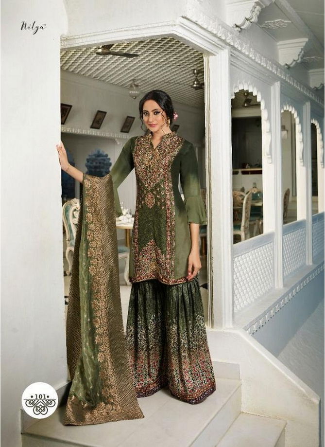 LT Arunima Exclusive Heavy Silk Digital Print With Handwork Designer Wedding Wear Palzzo Suit Collection 